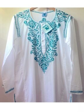 Karma Living embroidered coverup tunic. Handcrafted. Size 12. Brand new!